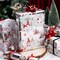 Christmas Reversible Wrapping Paper Roll-17in X 33ft(46.8 sqft)-Metallic Foil Shine Red and Gray Gnomes & Christmas Trees Patterns with Joy letterings,Snowflake,Candy Canes for Birthday,Party